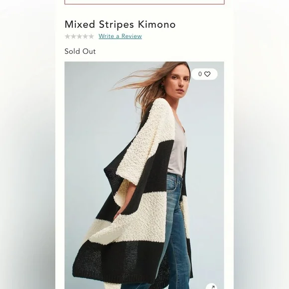 Anthropology Mixed Stripes Kimono one size black and white striped. - Picture 16 of 16